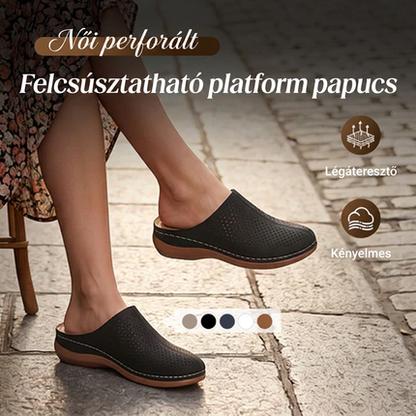 🔥 Női platformos papucs perforált, csúszásgátló talppal