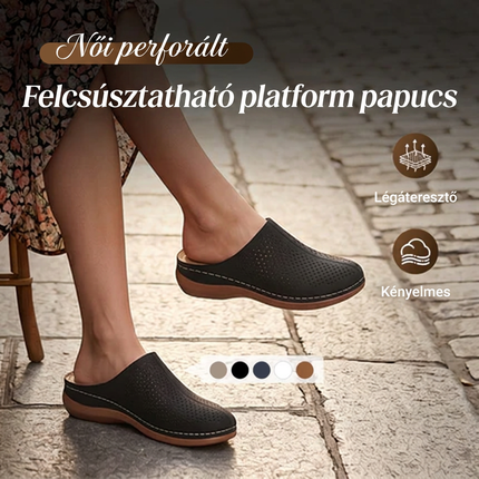 🔥 Női platformos papucs perforált, csúszásgátló talppal