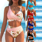 🌸Divatos, mintás, magas derekú bikini szett nőknek👙