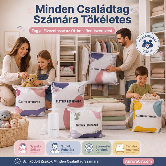 🧳Szivattyú nélküli vákuumos tárolózacskók – Nyomd le és zárd le, nincs szükség szivattyúra. 80% helyet takarít meg, szárazon és pormentesen tartja a ruhákat. Kiválóan alkalmas terjedelmes ágyneműk és szezonon kívüli felszerelések tárolására. 🛏️🗄️