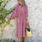 💖 Női Elegáns Puffos Ujjú Virágos Boho Maxi Ruha 👗