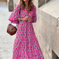 💖 Női Elegáns Puffos Ujjú Virágos Boho Maxi Ruha 👗