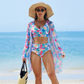 🌼 Női divat többszínű nyomtatott bikinis fürdőruha 3 részes készlet