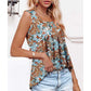 👚Női nyári ujjatlan, négyzet alakú nyakú mintás camisole felső