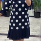 👗✨ Női Pöttyös Ráncolt Foltvarrott Ruha