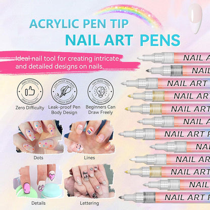 ✨12 színű professzionális körömdíszítő tollkészlet