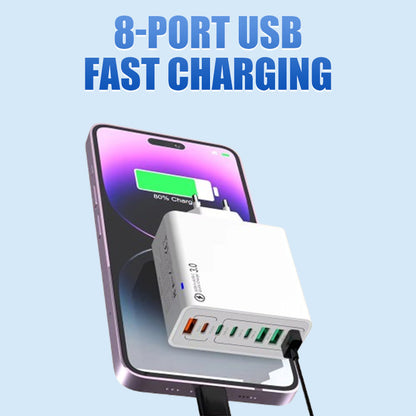 🔌 8 portos USB gyors töltésű mobiltelefon-töltő