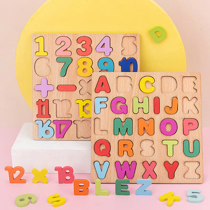 🧩🌟Fából készült ábécé és szám puzzle gyerekeknek