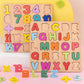 🧩🌟Fából készült ábécé és szám puzzle gyerekeknek