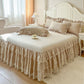 🛌 Romantikus Fodros-Csipkés Ágytakaró Szett (3 részes) – Elegancia és Kényelem