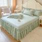 🛌 Romantikus Fodros-Csipkés Ágytakaró Szett (3 részes) – Elegancia és Kényelem