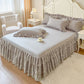 🛌 Romantikus Fodros-Csipkés Ágytakaró Szett (3 részes) – Elegancia és Kényelem