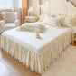 🛌 Romantikus Fodros-Csipkés Ágytakaró Szett (3 részes) – Elegancia és Kényelem