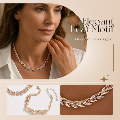 🌿 Dupla csillogás | Levélmintás nyaklánc és karkötő szett | Tökéletes ajándék🌟