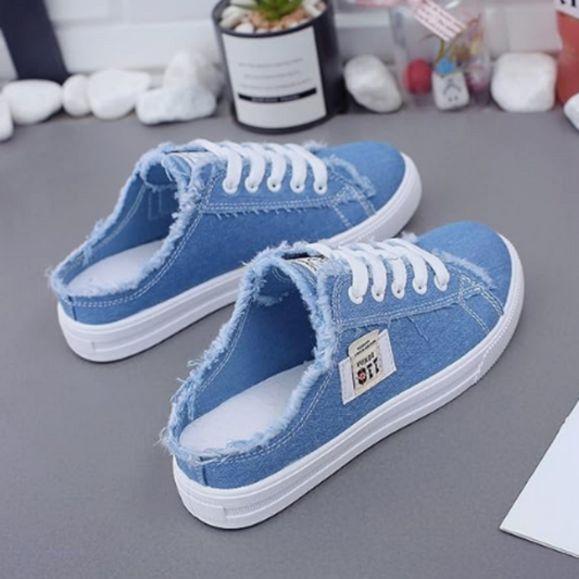 👟☀️Női farmer anyagú slip-on papucs – kényelmes talp és laza stílus🥰