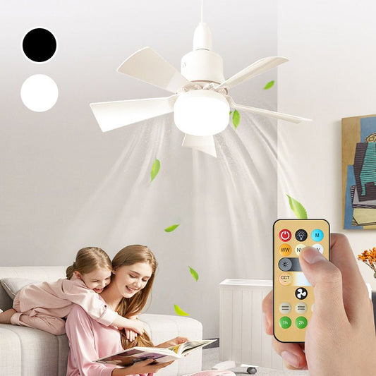 💡❄️ Hordozható mennyezeti ventilátor és lámpa 2 az 1-ben, távirányítóval