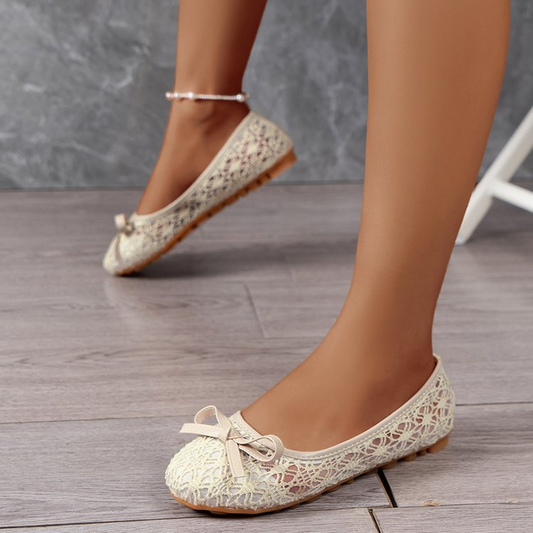 👡 Női elegáns csipkés balettcipő masnival | Puha, lélegző, kerek orrú – Utánvéttel ✨
