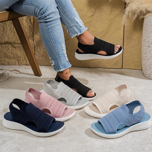 👠☁️ Női, lélegző kötött anyagból készült platform szandál (EU 36-43) ✨