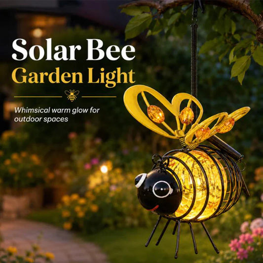 🐝 Varázsoljon bájt a kertjébe – Napelemes függő méh lámpa szív alakú szárnyakkal💡