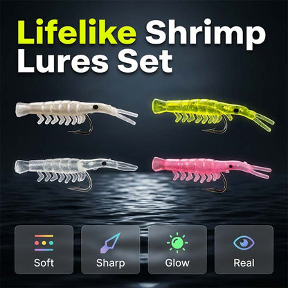 🦐🎣Fénylő garnéla-csalik – sötétben világítanak és éles horgokkal – 50 db |  Utánvéttel🌙✨